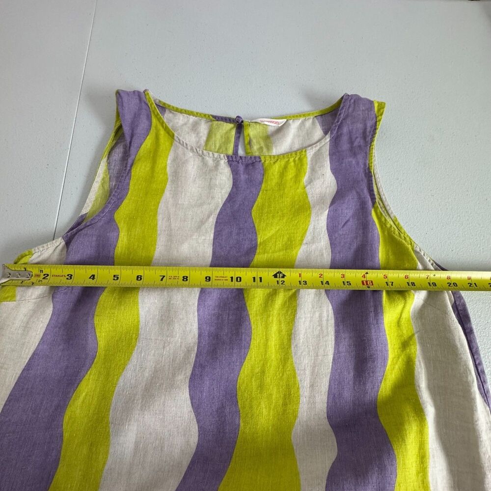 Gorman Mojito 100% Linen Striped Maxi Tiered Dress Pockets Size 14 - Picture 10 of 13
